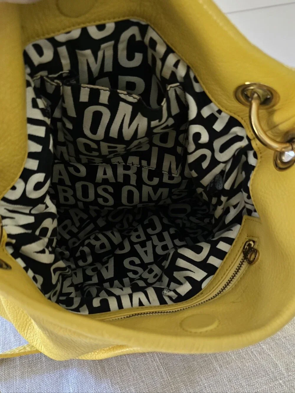 MARC By Marc Jacobs Q Hillier Hobo Convertible Leather Handbag Yellow Gold